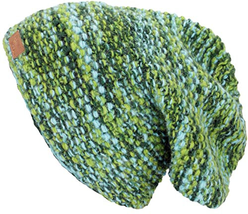 GURU SHOP Beanie Mütze, Bunte Strickmütze, Nepalmütze - Grün, Herren/Damen, Wolle