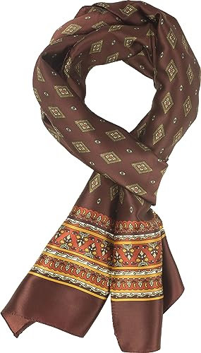 feiner Herrenschal mit extravagantem Muster, leichte Qualität, Vintage-Pattern, schmaler Schal - Made in Italy (Bordeaux)