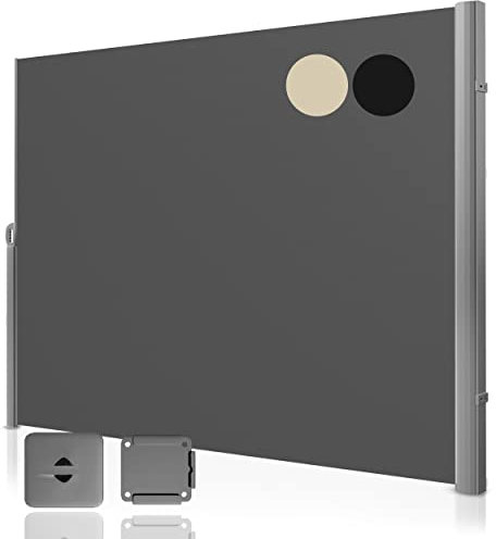 Fianu® Toldo lateral extensible, 200 x 300 cm, aluminio, protección visual, terraza, toldo vertical, exterior, cortavientos, balcón, separador, jardín, toldo de pie (antracita)