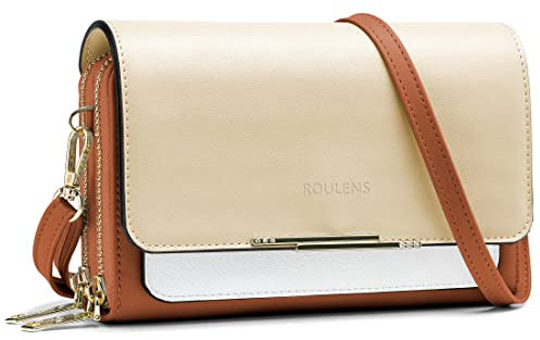 Roulens Klein Handy Umhängetasche,Damen Kleine Umhängetasche,PU Leder Crossbody Schultertasche Reisepass Handytasche mit Kartenschlitz Verstellbar Abnehmbar Schultergurt