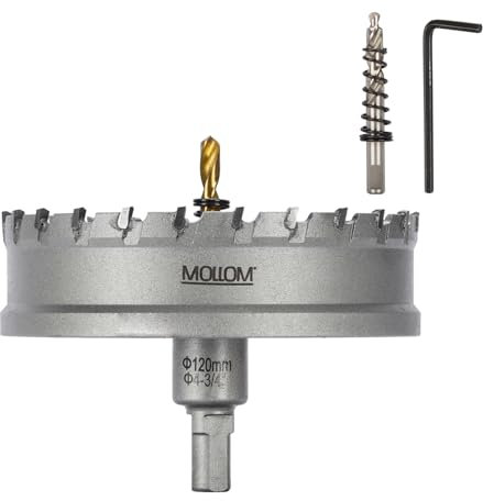 Mollom (120mm | 4-23/32'') Seghe a tazza in carburo pesante con 2 punte pilota, taglia acciaio inossidabile, acciaio dolce, ferro, rame, ottone, plastica