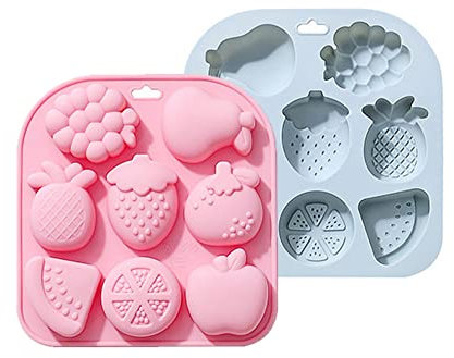 CANDeal 2 Pièces 3D Moules en Silicone en Forme De Fruit Raisin Poire Pastèque Fraise Utilisée pour DIY Gâteau Biscuit Savon Sucre Pudding Chocolat Bonbons Dessert Bougie Décoration