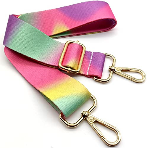 Verstellbarer Schultergurt für Taschen Regenbogen, Taschengurte zum Wechseln, Taschengurt Breit mit Karabiner Gold, 80-130 cm Tragegurt Tasche für Damen Umhängegurte, Moderne Handtasche, 3.8cm, 51