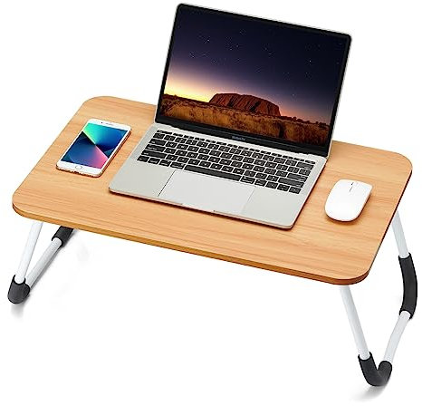 Ruxury Klappbarer Schoßschreibtisch, Bett, Schreibtisch, Laptoptisch, Frühstücks-Serviertablett, tragbarer und leichter Mini-Tisch für Sofa, Couch, Boden – Holz