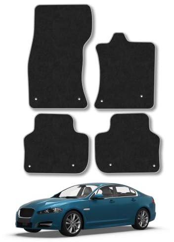 Jaguar XF (2015-2024) Carpet Car Mats | Grey Edge Trim Tailored Fit Floor Mats Full Coverage Protection Accessories Easy Clean Anti Slip Made in the UK