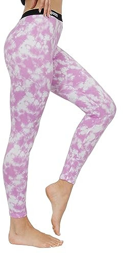 INNERSY Thermounterwäsche Damen Hose Thermo Leggings Winter Funktionsunterwäsche Ski Thermowäsche (M, Lila Druck)