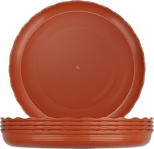 Lot de 5 soucoupes en plastique durable de 30 cm pour plantes, bac récupérateur d'eau pour pot de fleurs, soucoupes pour intérieur, extérieur, jardin, plantes en pot (rouge brique)