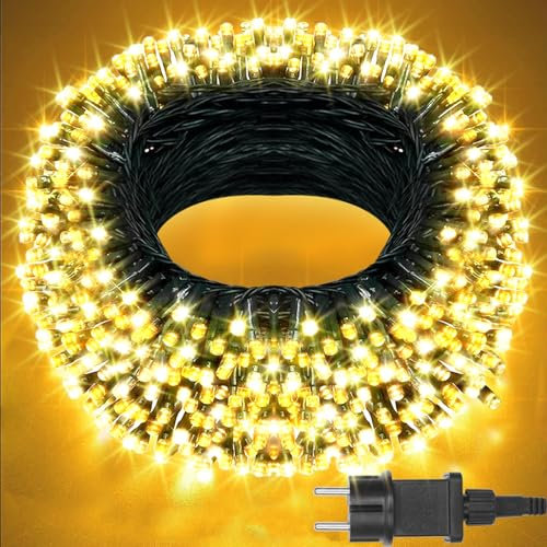 LED Lichterkette Innen Außen 30m, 300er LED Lichterkette Weihnachtsbaum, 8 Modi IP44 Wasserdicht Fairy Lights mit Speicherfunktion, mit Kabel und Stecker, für Weihnachten, Garten, Party, Außen