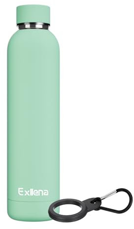 Exllena Borraccia Termica 750 ml - Bottiglia Termica Doppio Vuoto Mantenere Calore/Freddo - Senza BPA - 100% A Tenuta Stagna con Anello per Tote (Menta)