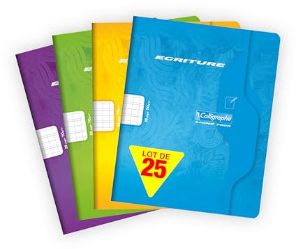 Calligraphe 507Cpack - Packung 25 Heft - Kladde Calligraphe 17x22cm, 16 Blatt, Doppellinien 2mm vertikale Zwischenlinie, 70g , farbig sortiert, 1 Pack