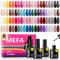 MEFA Vernis Semi Permanent 46PCS, 42 Couleurs Gel UV LED Kit Avec Base et Top Coat, Pailleté et Matte Top Coat, Soak Off Vernis à Ongles Complet Pour Manucure Nail Art