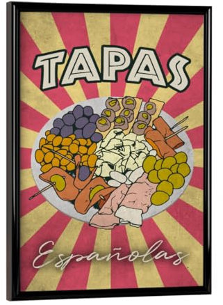artboxONE Poster mit schwarzem Rahmen 18x13 cm Reise Spanische Tapas - Bild spanische españa Essen