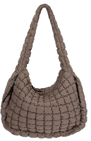 TIAASTAP Stepptasche Zum Umhängen - Große Leichte Umhängetasche für Damen, Gesteppte Crossbody Puffer Tasche, Geflochtener Puffy Tote, Flauschige Gewebte Shopper