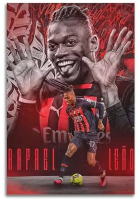 Rafael Leão Fußballer, berühmte Film- und Fernsehfiguren, Pop-Musikfiguren, Poster, Dekoration, Leinwand, Kunstdekoration, Druck, Signaturfoto, Wohnzimmer, Heimdekoration, 20 x 30 cm, ungerahmt, 14