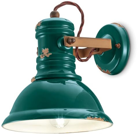 Licht-Erlebnisse Wandleuchte Keramik Metall E27 B: 25 cm verstellbar Petrol Shabby Antik Rostbraun Industrial Design Wandlampe Küche Wandspot Wohnzimmer