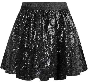 BALAYSIER Glitzer Rock Mädchen Pailletten Rock mit Auskleidung Kinder Fransen Rock Geeignet für 6-12 Jahre