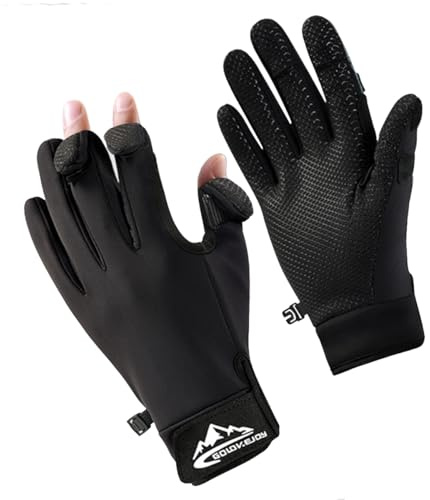 SUJAYU Fishing Gloves for Men Women Ice Fishing Cold Weather Hunting Gloves Kayak Gloves Fly Fishing Equipment (Black, M)