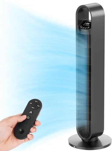 Turmventilator mit Fernbedienung 92CM, mobiler Lüfter, 70° Oszillation Tower Fan, Ventilator Säulenventilator, 1-12 Stunden Timer, 3 Modi, 3 Geschwindigkeiten, Matt Sprühlackiertes Material, Grau