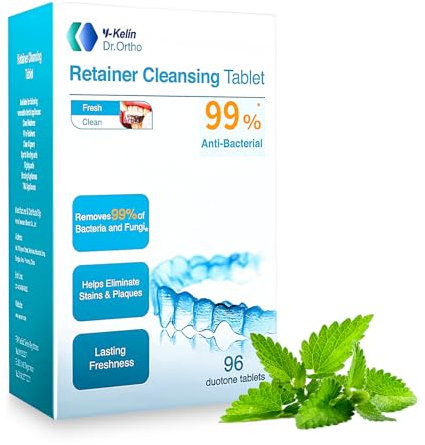 Retainer Cleaning Tablets - 96 Tablets | Retainer Fresh Tablets for Aligners, Braces, Mouth Guards Clean, Dentures Cleaner | Retainer Brite Aligner Cleaner & Dental Cleansing Care Tablet