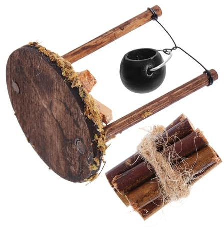 Mipcase 1 Ensemble Accessoires de Maison de poupée modèle de Bois de Chauffage de Mini Maison Faire Semblant de Jouer au Bois de Chauffage Pot de Camping Maison Miniature