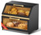 Mihoho Double Layer Wooden Bread Box for Kitchen Counter, Large Bread Storage Container for Homemade Bread, Farmhouse Breadbox Organizer for Kitchen Counter Corner, Cabinet, Pantry (Black A)