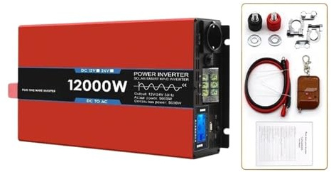 Convertisseur Batterie Externe Portable Onduleur Solaire Voiture Transformateur 12000 W 8000 W 5000 W Onduleur Sinusoïdal Pur DC 12V 24V vers AC 220V(24V,12000w)