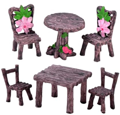 TOYANDONA 2sätze Miniaturmöbel Mit Winzigen Tischen Und Stühlen Aus Kunstharz Miniaturtischhocker Für Miniaturspielzeug Und Dekoration Filigranes Design Für Moos Und Sukkulenten