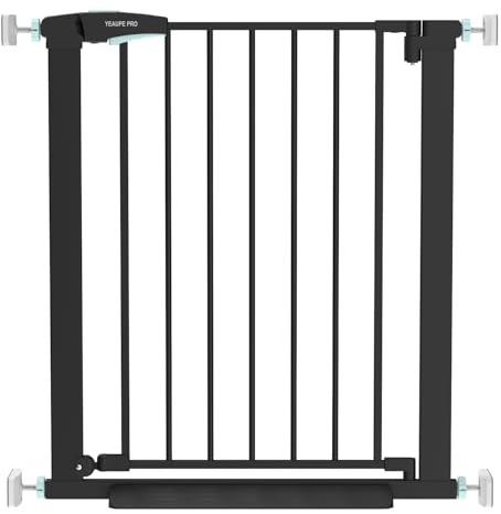 YEAUPE PRO Door Safety Gate for Babies, 76-80 cm, Stair Safety Gate No Drilling, Children's Gate Door, Child Safety Gate, Dog Gate, Stairs and Door, Door Gate Dogs, Black