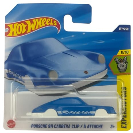 Hot Wheels - Porsche 911 Carrera Clip blau - Experimotors 6/10 - JBC11 - Short Card - blau - Mattel 2025 - Lizenziertes Porsche Design - 1:64 - Clip-Tool