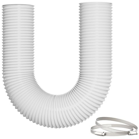 Yrichtra 125mm Ducting, 2.5m Aluminium PVC Flexible Ducting, 5 Inch Tumble Dryer Hose for Extractor Fan, Cooker Hood, Dryer(ø125mm*5m,White)