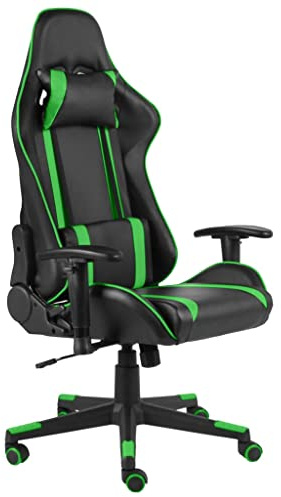 Owoxanthellate Owox Gaming-Stuhl schwarz/grün, 68×69×123-133 cm, drehbar, höhenverstellbar, mit Kissen, ergonomisch, für Office/PC/Home/Gamer