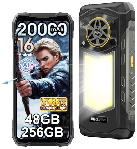 Blackview Rock 5 Téléphone Portable Incassable, 48Go+256Go Android 16 Téléphone Incassable, Haut-Parleur HiFi 5W, 20000mAh Smartphone Incassable, 6,78 FHD+ 120Hz, 108MP+50MP,WiFi 5/NFC/OTG/GPS, Noir