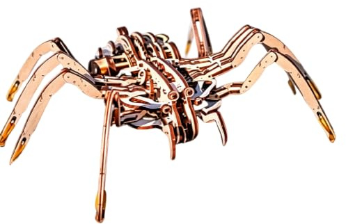 Mechanische Spinne Zum Aufziehen – 3D-Baumodell Aus Holz (293 Teile)