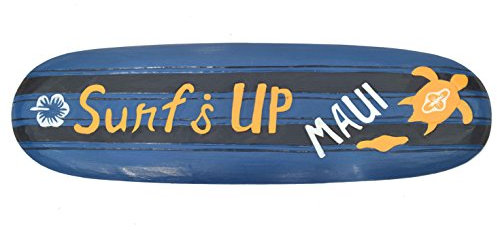 Interlifestyle Deko Surfboard 60cm zum Aufhängen Surf s Up Maui Holzschild Kneipen Deko Hawaii Surfbrett
