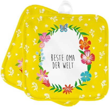 Mr. & Mrs. Panda Topflappen Oma - Geschenk, Großmutter, Schöne Topflappen, Mitbringsel, Ofenhandschuhe, Kleinigkeit, Topflappenset, Ofenhandschuh,