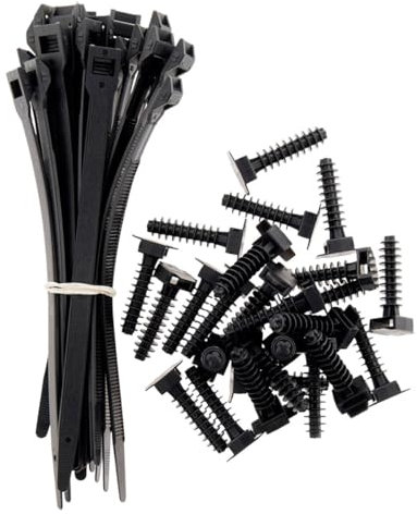 Lot de 25 colliers Noir 9x 180mm + 25 embases - Zenitech