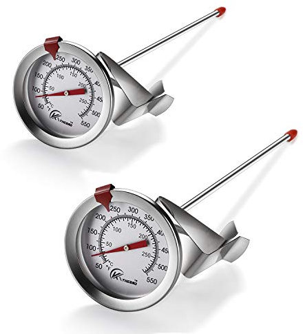 KT THERMO Frittier-Thermometer mit sofortigem Ablesen, Zifferblatt (2er-Pack), 15,2 cm Edelstahl-Stiel, Fleisch Kochen