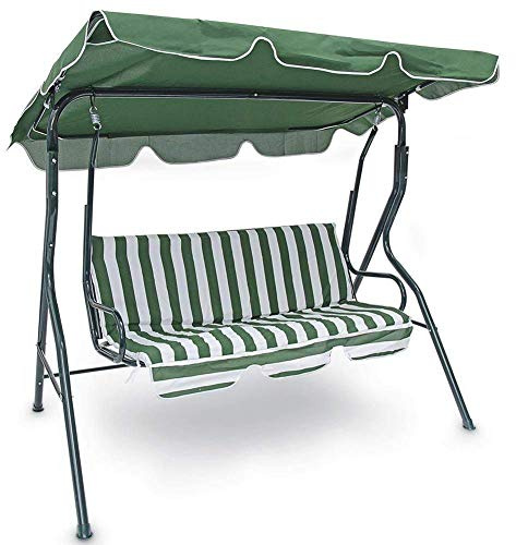 Bakaji Dondolo Da Giardino 3 Posti con Tetto Parasole Regolabile Struttura in Acciaio Seduta in Tessuto Oxford Dimensioni 170 x 110 x 153 cm (Verde)
