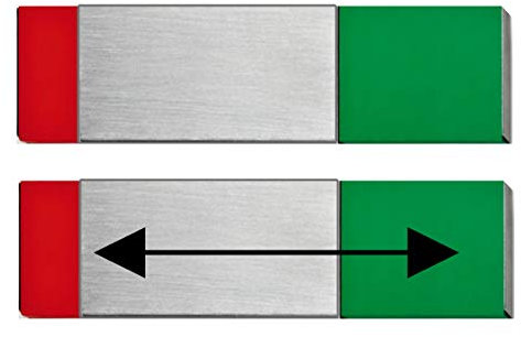 MINI-MINI-Frei-Besetzt-Frei-Belegt-Anzeige mit Edelstahlschieber rot/grün-Türschild-nur 70 x 20 mm klein-selbstklebend-Toilettenschild-Büroschild-Hinweisschild