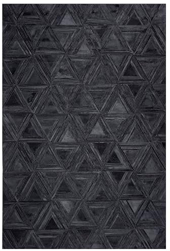 Beliani Moderner Teppich Leder schwarz 140 x 200 cm Kasar