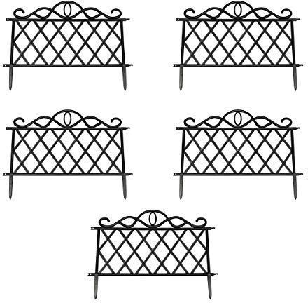 Selections Black Plastic Lawn Edging Lattice Panels for Garden Paths and Borders - Pack of 5