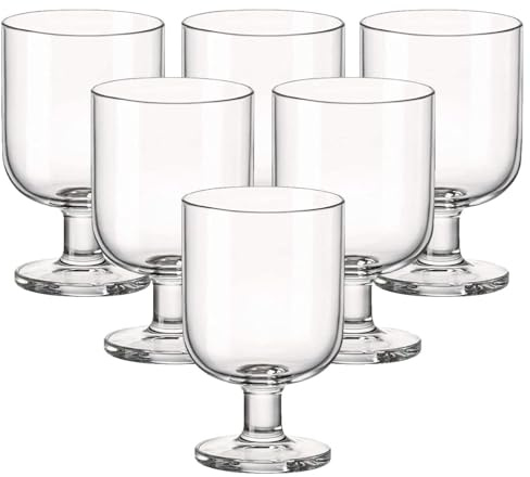 Bormioli Rocco Hosteria Set Of 6 Stackable Wine Glasses, 5.5 Oz. Goblet, Clear Tempered Glass, Made In Italy.