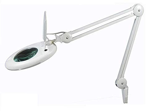 LENTE D'INGRANDIMENTO 5 DIOTTRIE CON 80 LED SMD ALTA RESA A LUCE FREDDA BIANCA E MORSETTO LAMPADA PER ESTETISTA ESTETICA LABORATORIO E LAVORI DI PRECISIONE