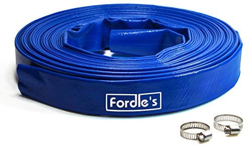 Fordle’s 20m x 25mm Diametro Tubo Flessibile di Scarico Layflat Compatibile con Pompa ad Acqua Sommergibile - PVC Blu Rinforzato con Poliestere - Include 2 Fermagli