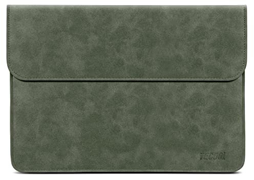 TECOOL 13 Pulgadas Funda Portátil Protectora,Funda Cuero para MacBook Air 13.6 2022 M2 / M1 2020-2018,MacBook Pro 13 2022 M2 / 2021 2020 M1-2016, Surface Pro 7-3,XPS 13,Matebook 13 etc,Sleeve- Verde