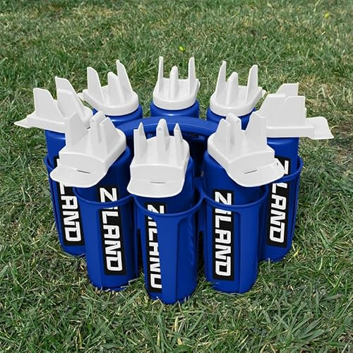 Ziland Hybrid Water Bottle Set (8 x 1 Litre Easy Squeeze Bottles and 1 x Carrier) (Blue/White - Blue Carrier)