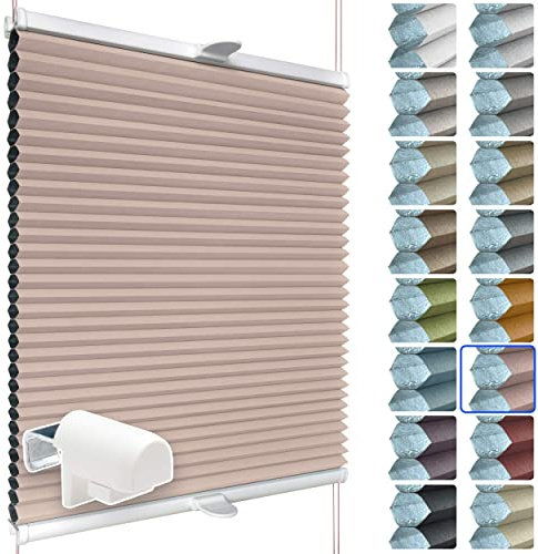 SchattenFreude Waben-Plissee für Fenster | 100% verdunkelnd/Blackout | Mit Klemm-Haltern | Klemmfix ohne Bohren | Pastellrosa (Weiße Rückseite), Breite: 45cm x Höhe: 220cm