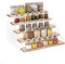 VAEHOLD Gewürzregal Organizer für Schrank & Arbeitsplatte – Gewürzorganizer Gewürzregal – platzsparendes Holzdisplay Riser Regal Showcase Fixtures Schmuck (5 Etagen)