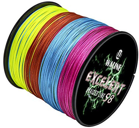 Waline Super Strong 300m 500m PE Geflochtene Angelschnur 8 Stränge Multifilament Angelschnur 20lb-80lb Meeresfischen Geflochtene Schnur (Mehrfarbig, 20lb/0.17mm/ 500m(547yds))
