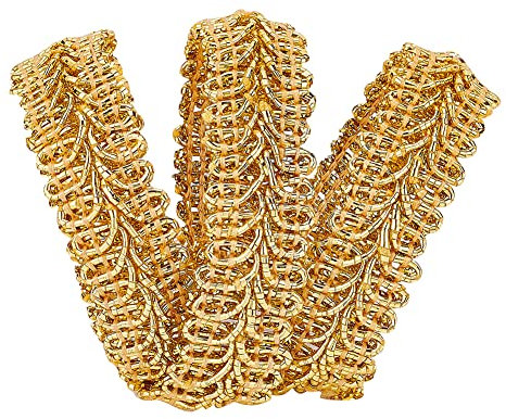 FINGERINSPIRE 13,7m 15mm Metallic Braid Spitzenbesatz Gold Centipede Spitzenband verziert Gimpenbesatz für Hochzeit Braut, Kostüm oder Schmuck, Kunsthandwerk und Nähen